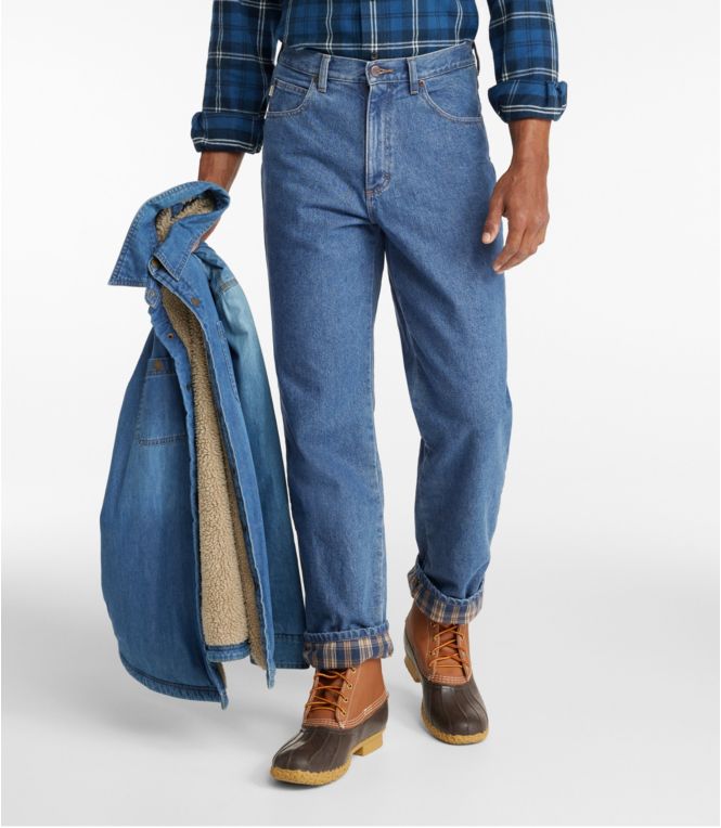 Men's Double L? Jeans, Relaxed Fit, Flannel-Lined