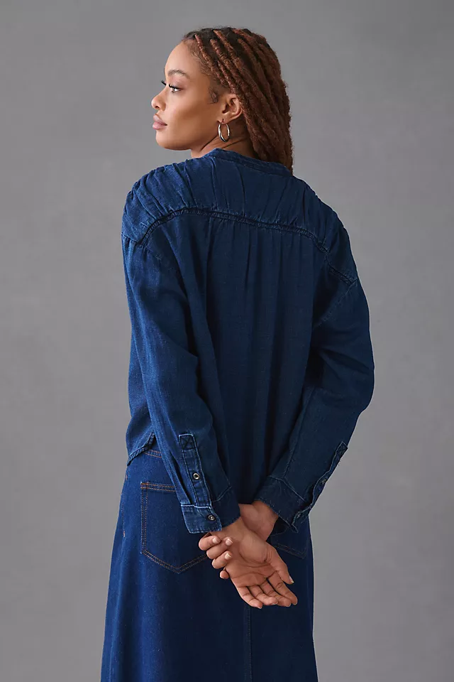 Pilcro Henley Blouse DENIM DARK