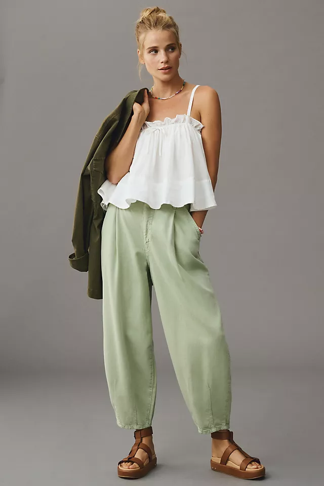 Pilcro The Breaker Mid-Rise Tapered Pull-On Jeans POWDERED SAGE