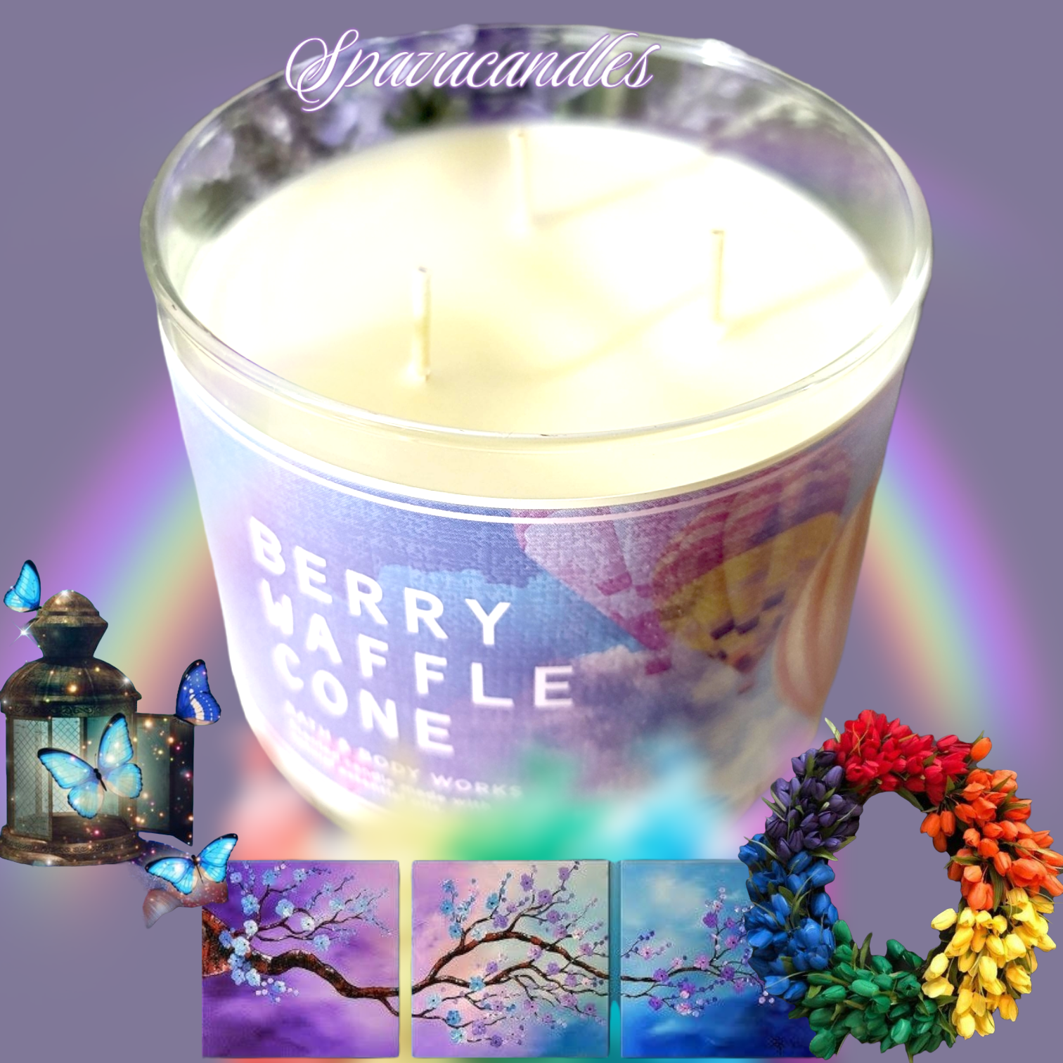 Berry Waffle Cone 3 Wick Candle 2023