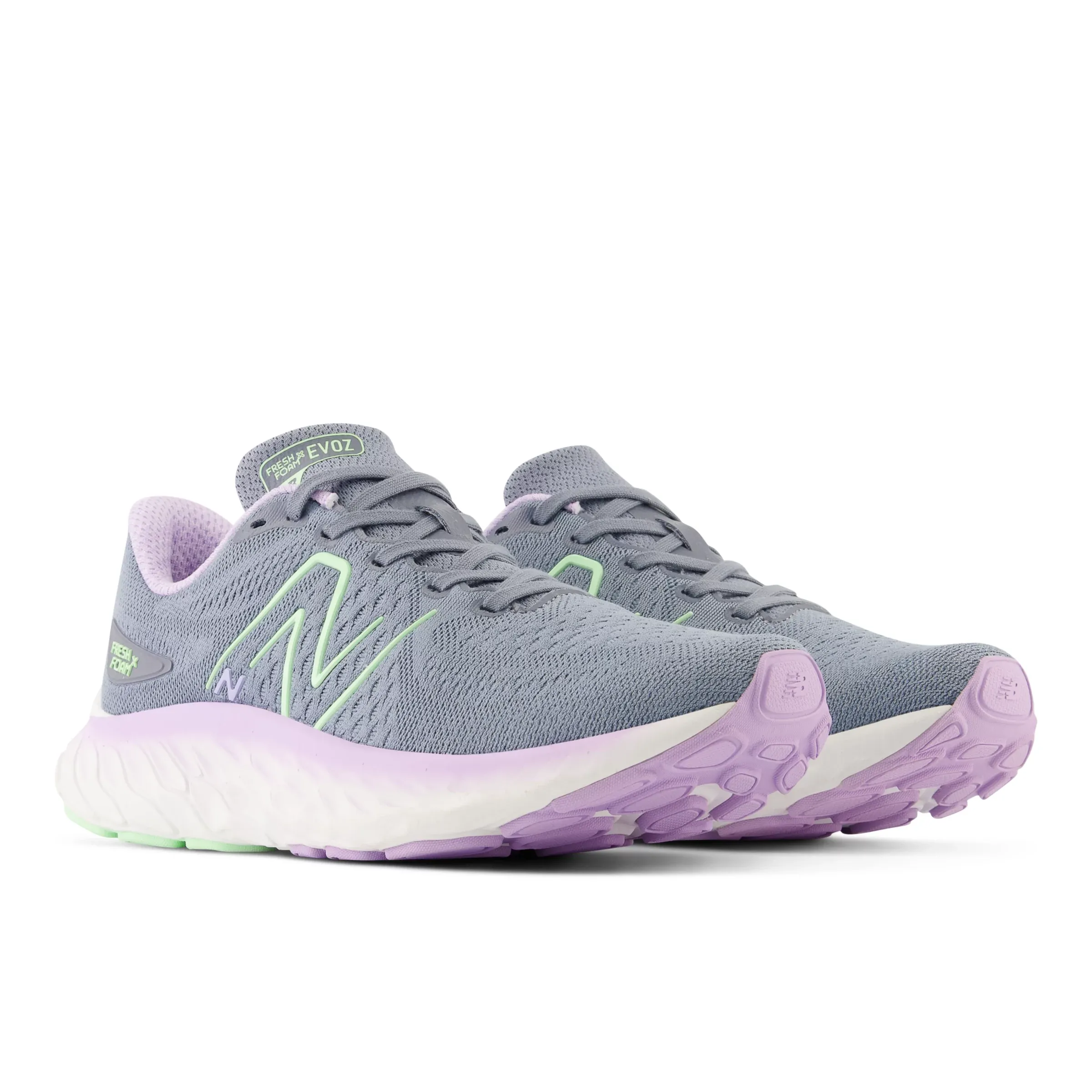 Fresh Foam X Evoz v3 - Arctic Grey with Green Aura and Cyber Lilac