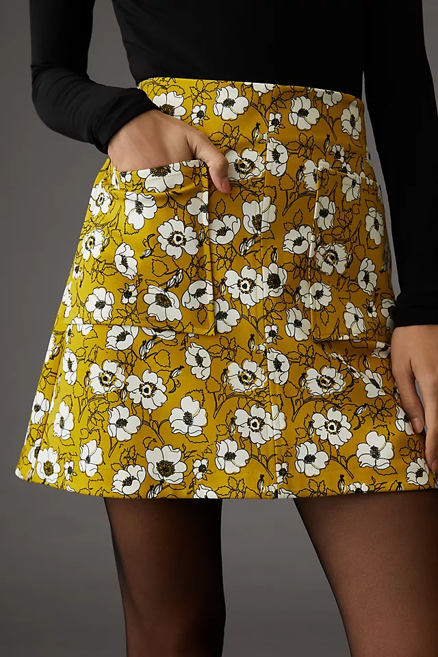 The Marisela Mini Skirt by Maeve YELLOW MOTIF