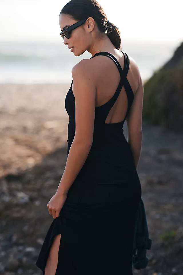 Sweaty Betty Emily Strappy-Back Midi Dress BLACK