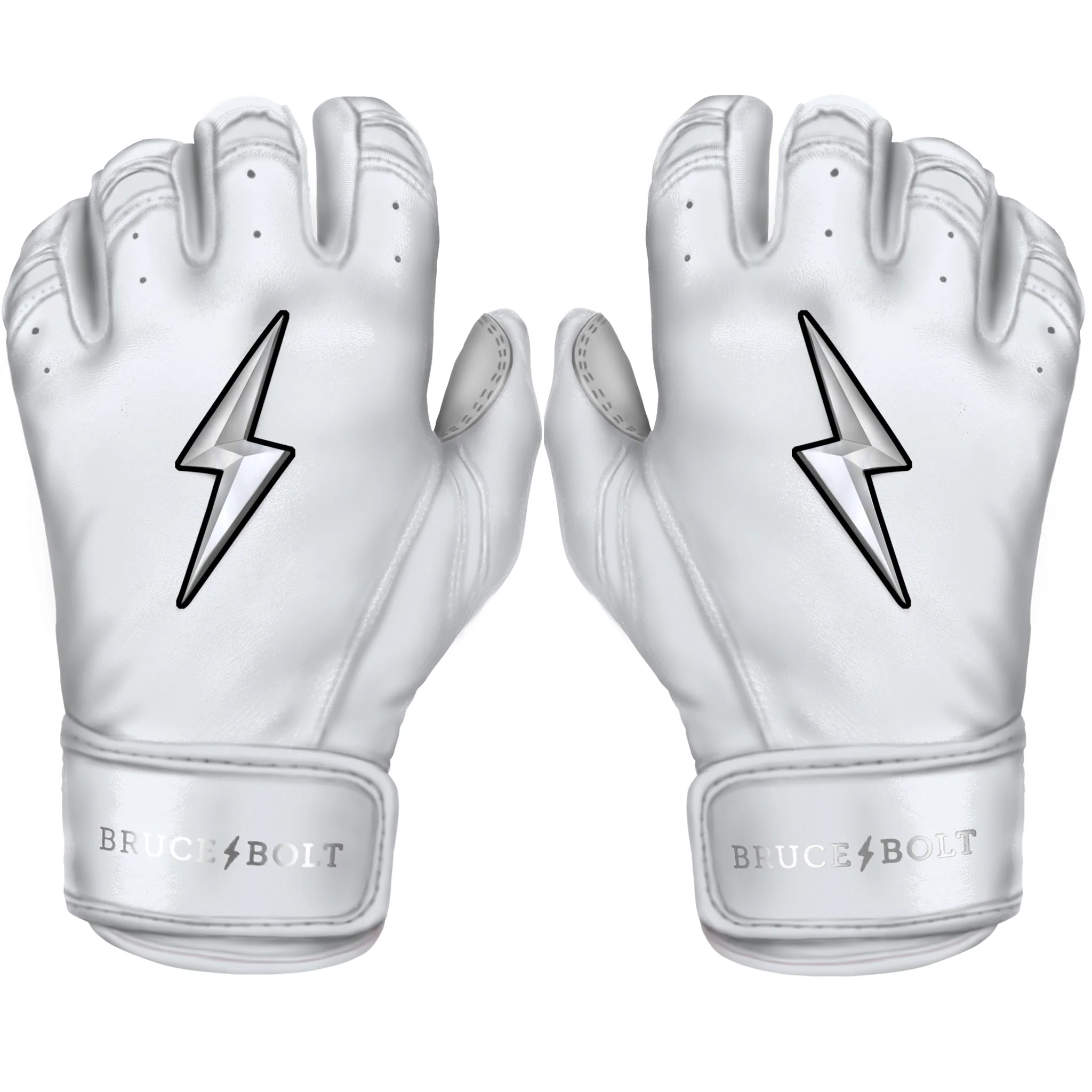 PREMIUM PRO CHROME Series Short Cuff Batting Gloves | WHITE