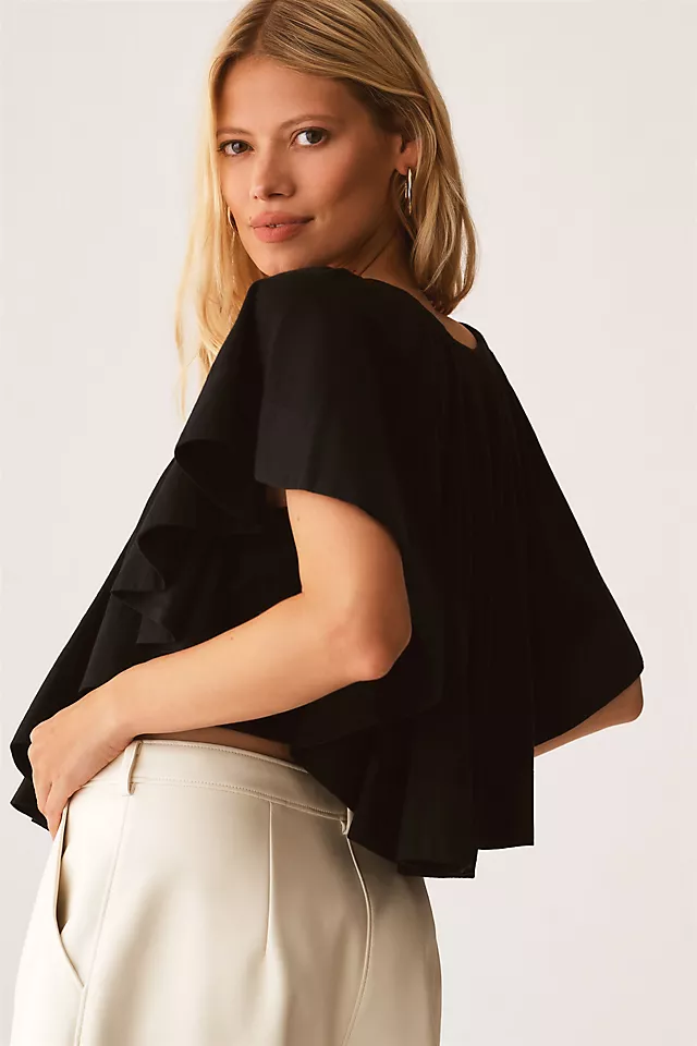 Maeve Ruffled Swing Blouse BLACK