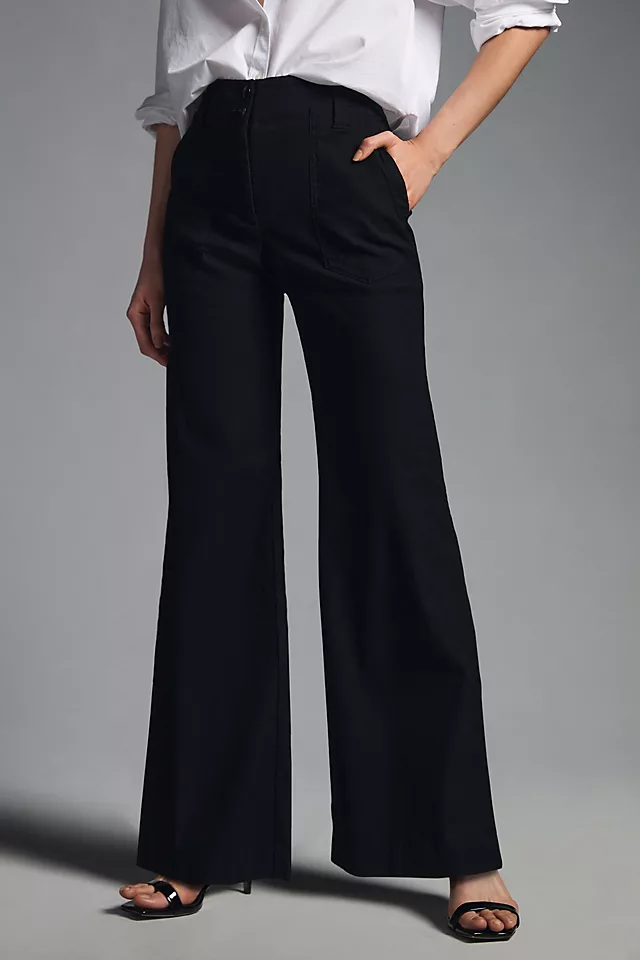 The Naomi Wide-Leg Flare Pants by Maeve BLACK