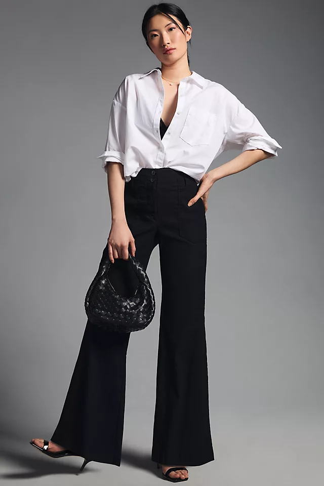 The Naomi Wide-Leg Flare Pants by Maeve BLACK