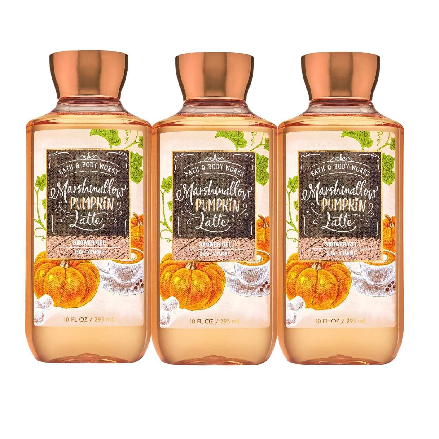 Generic Bath and Body Works Marshmallow Pumpkin Latte shower gel, 10 oz. set of 3