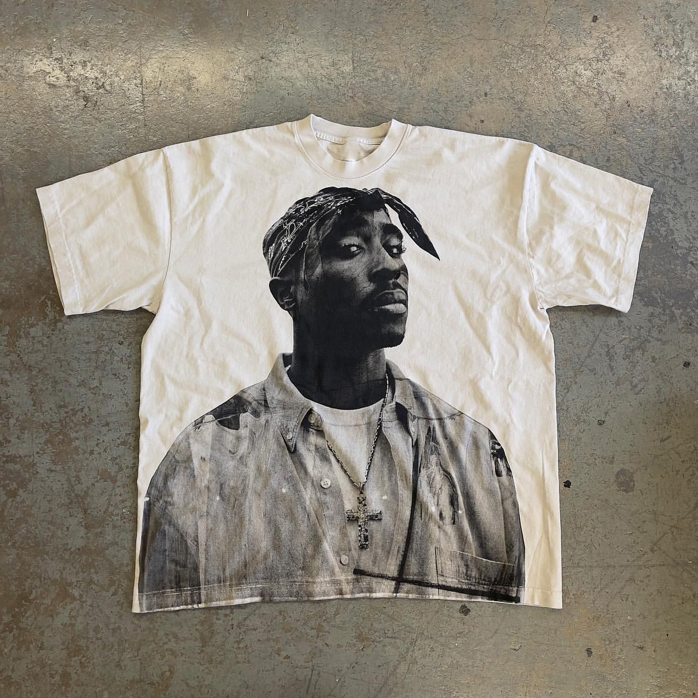 2pac portrait Print Short Sleeve T-Shirt