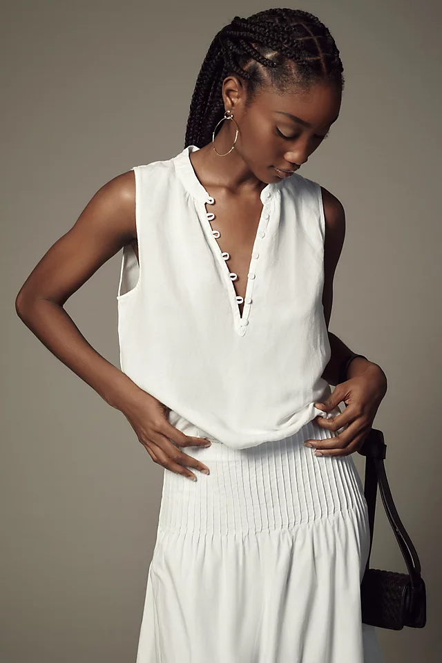 Cloth & Stone Placket Tank WHITE