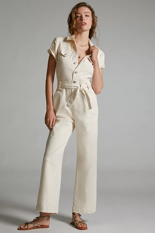 Paige Anessa Puff-Sleeve Jumpsuit QUARTZ SAND