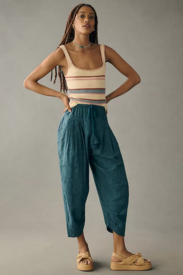 By Anthropologie Jacquard Harem Pants DARK TURQUOISE