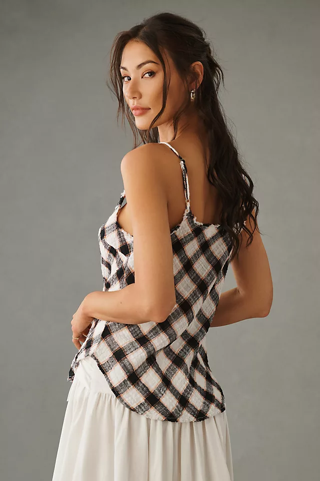 Bella Dahl Frayed V-Neck Cami BLACK & WHITE