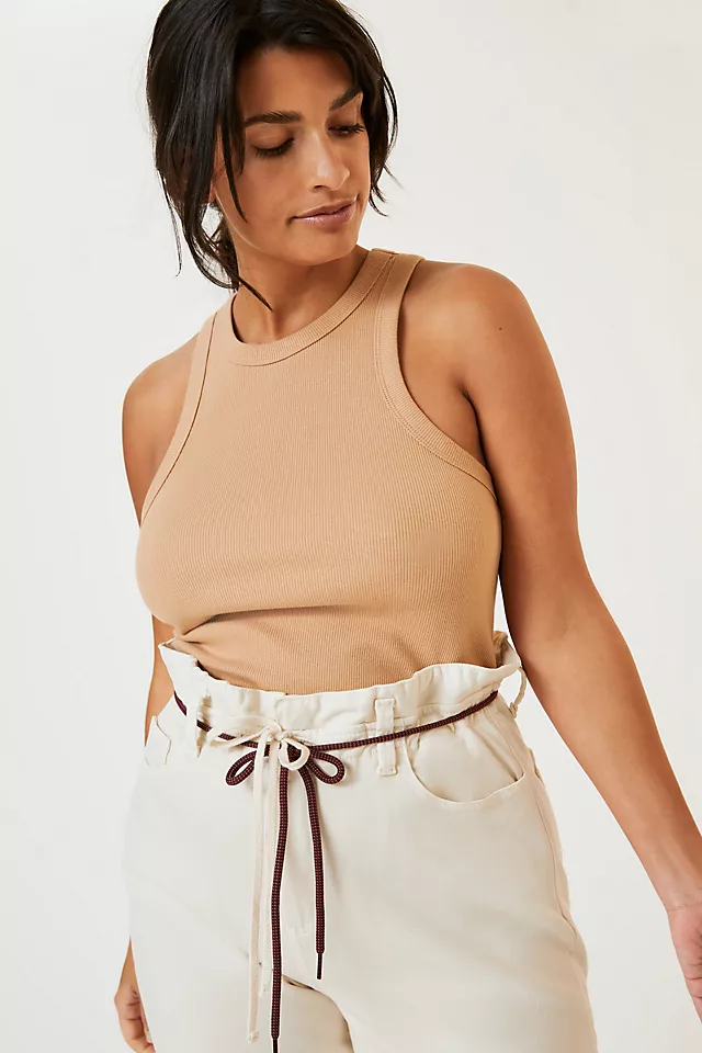 Maeve Cropped Racerback Tank CAMEL
