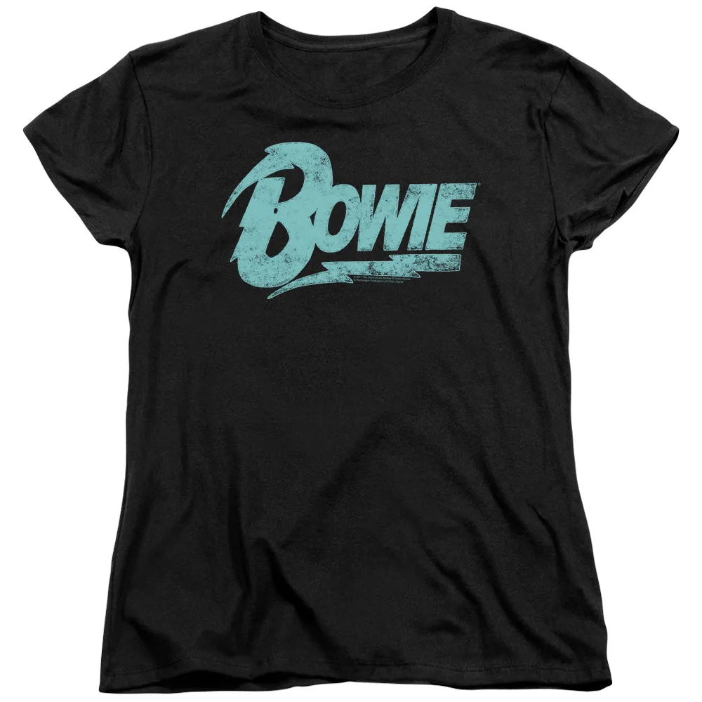 Women Exclusive DAVID BOWIE T-Shirt, Distressed Logo
