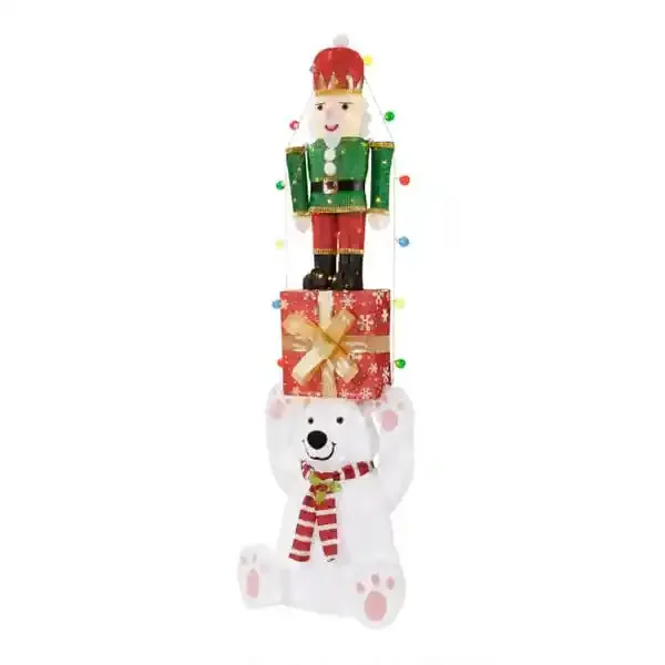 7 ft LED Polar Bear Gift Nutcracker Holiday Yard Decoration