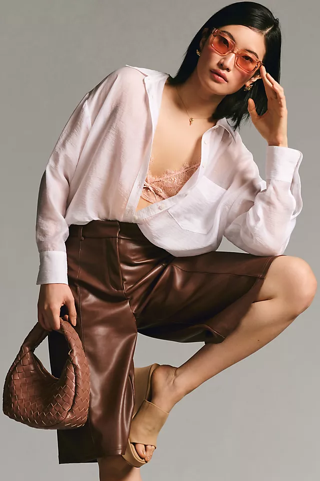 The Bennet Buttondown Shirt by Maeve: Sheer Edition WHITE