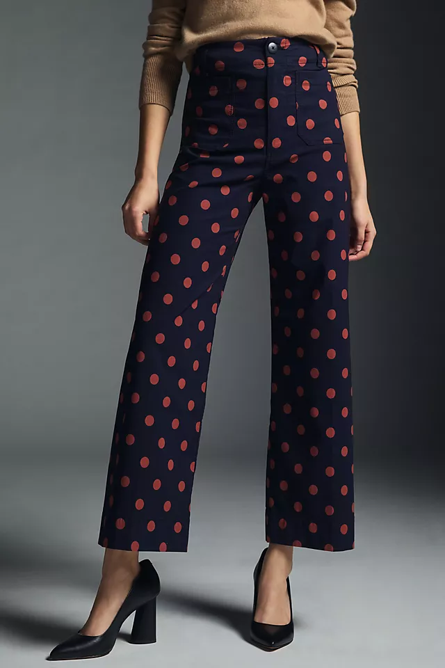 The Colette Cropped Wide-Leg Pants by Maeve NAVY