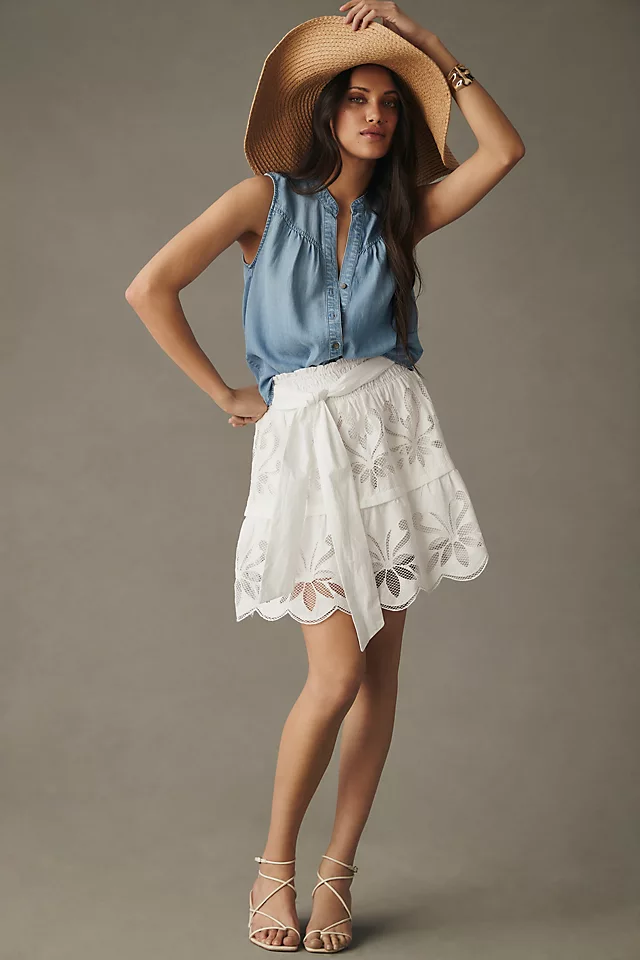 Cloth & Stone Shirred Buttondown Denim Tank DENIM LIGHT