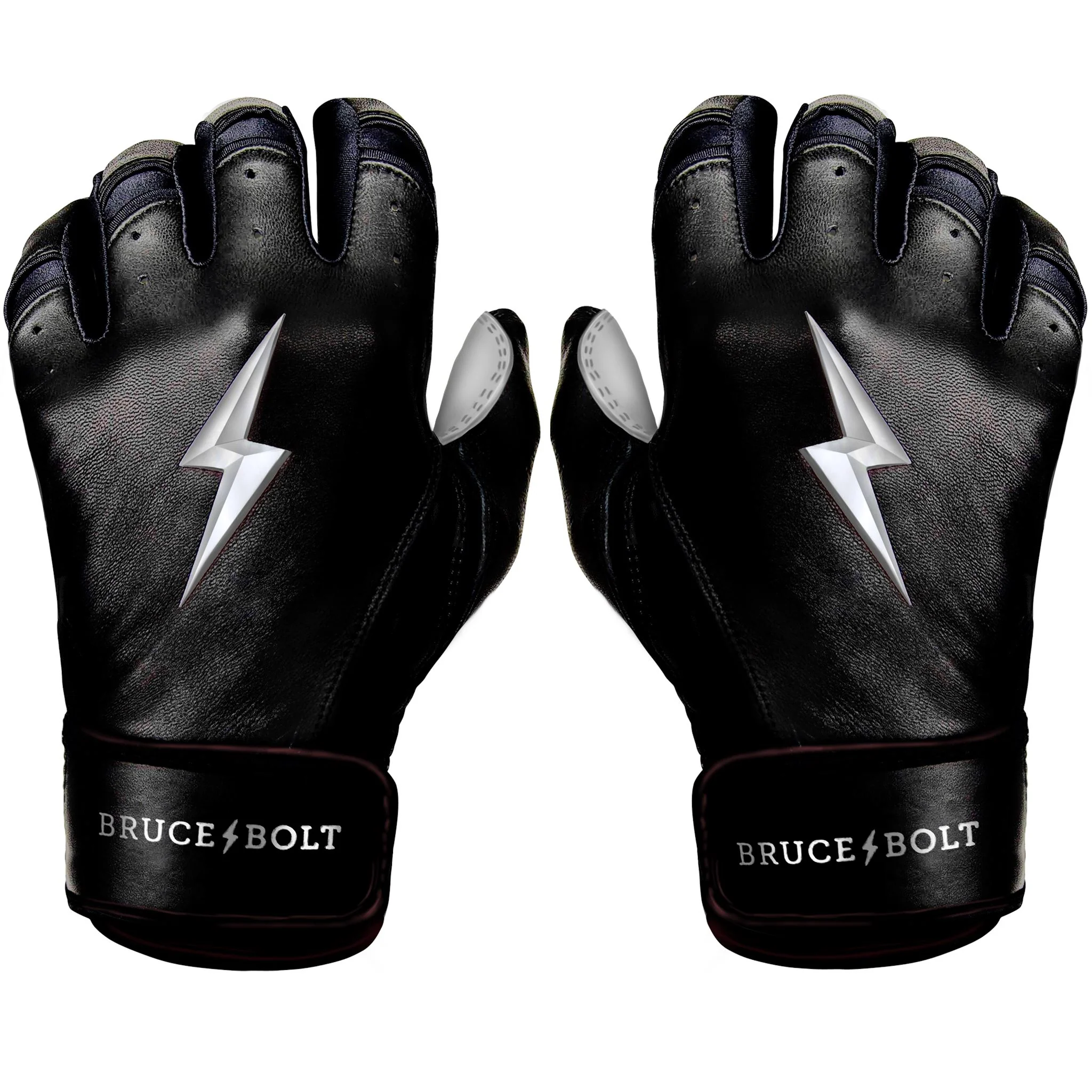 PREMIUM PRO CHROME Series Short Cuff Batting Gloves | BLACK
