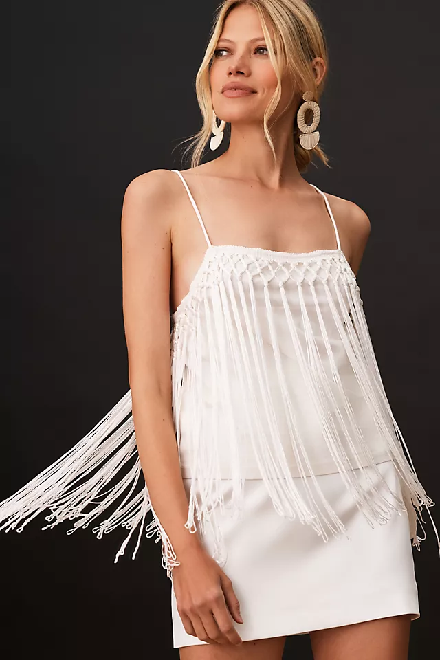 By Anthropologie Fringe Cami WHITE