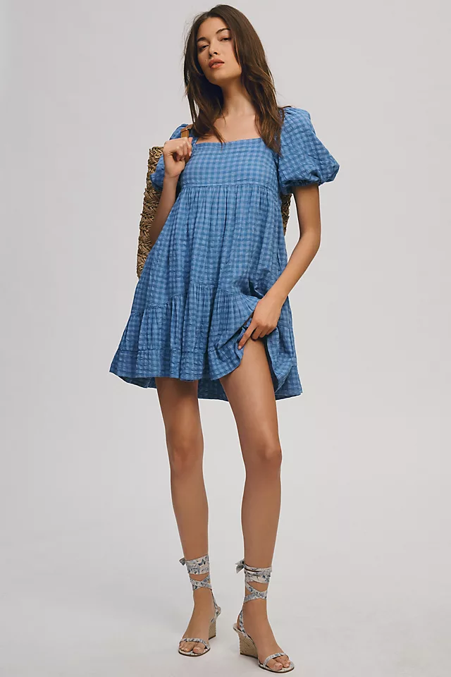 Pilcro Square-Neck Textured Babydoll Dress WEDGEWOOD BLUE