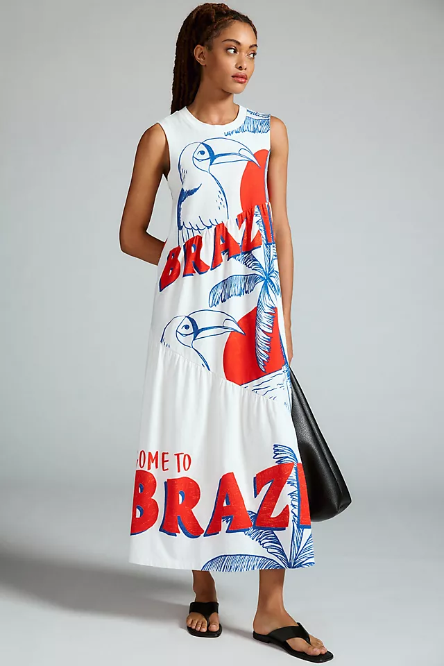 Farm Rio Sleeveless Graphic Dress CROPPED PATCH