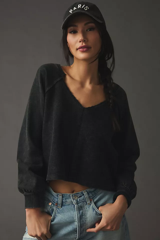 Pilcro Reworked Popover Sweatshirt BLACK