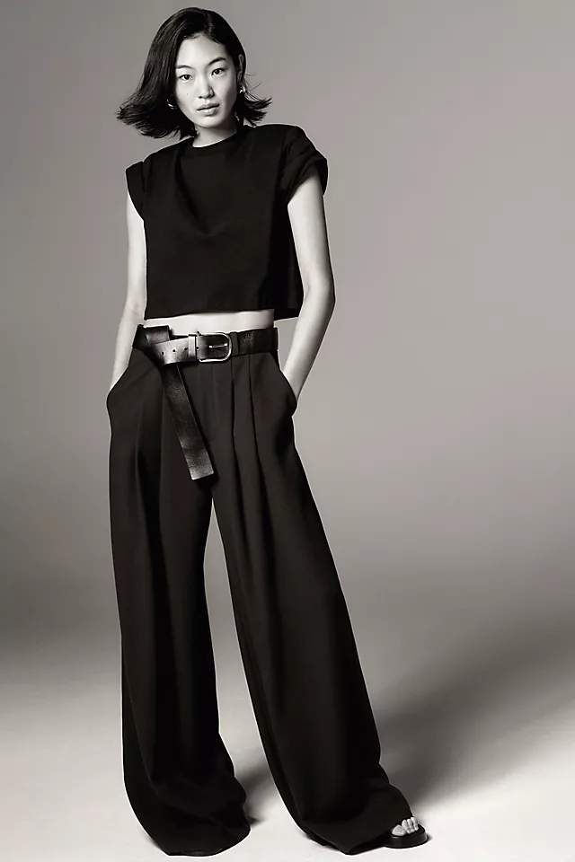The Avery Pleated Wide-Leg Trousers BLACK