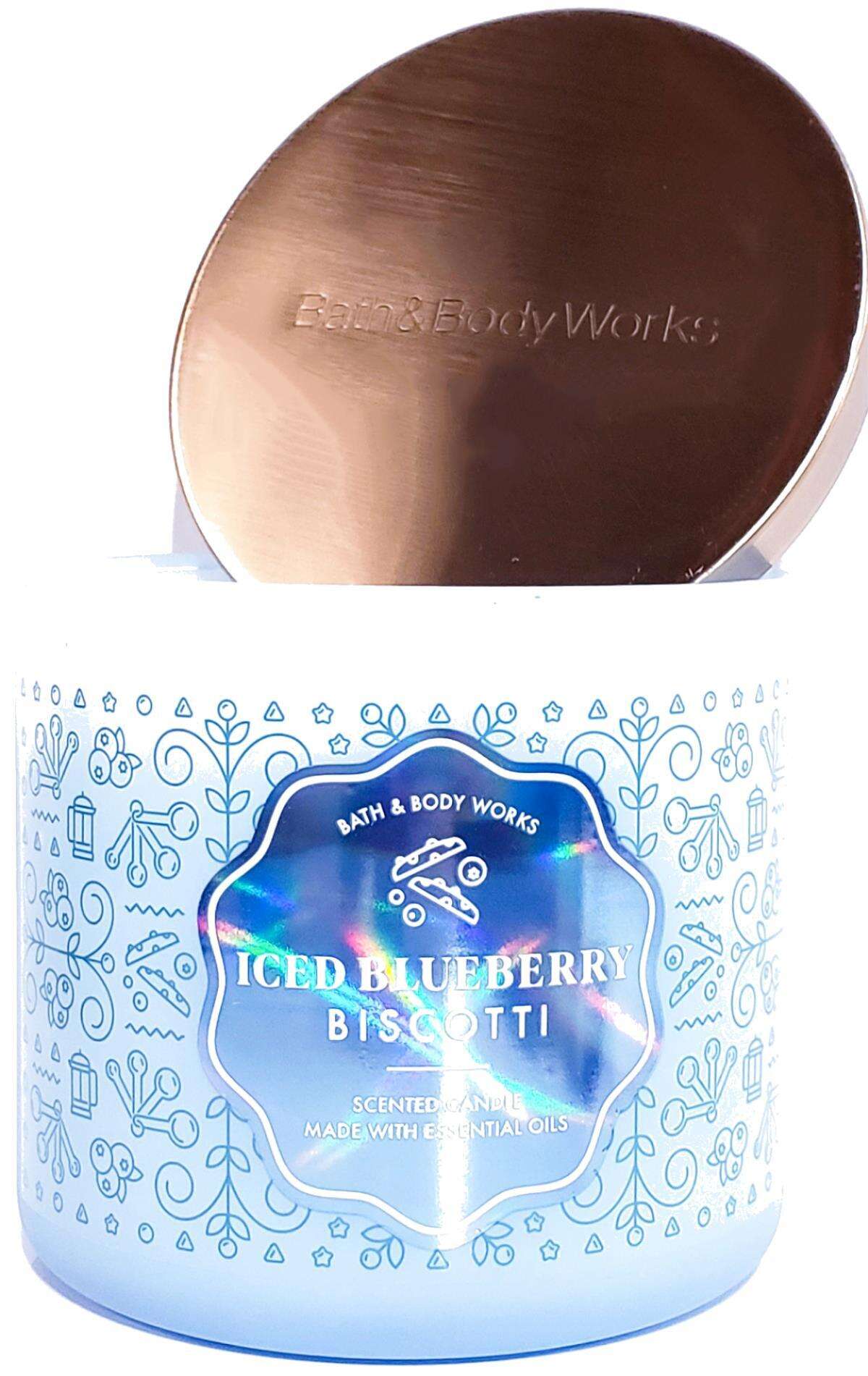 Blueberry Biscotti 3 Wick Candle Hologram Glass Style Jar
