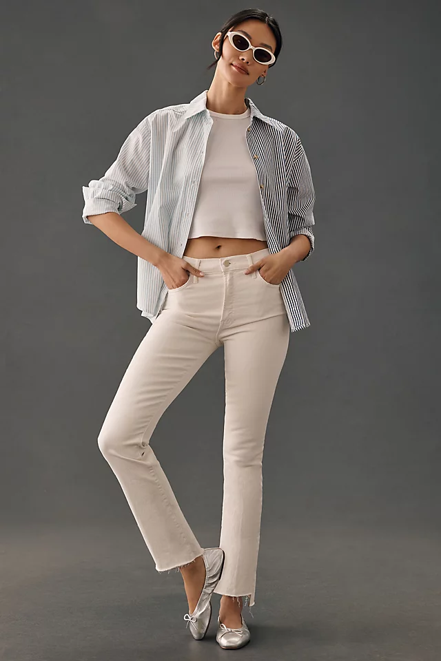 MOTHER The Insider Crop Step Fray Jeans CREAM PUFFS