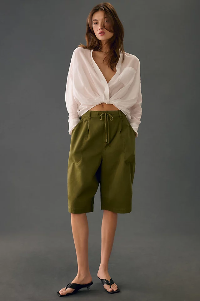 By Anthropologie Bermuda Parachute Shorts SHADED FORREST