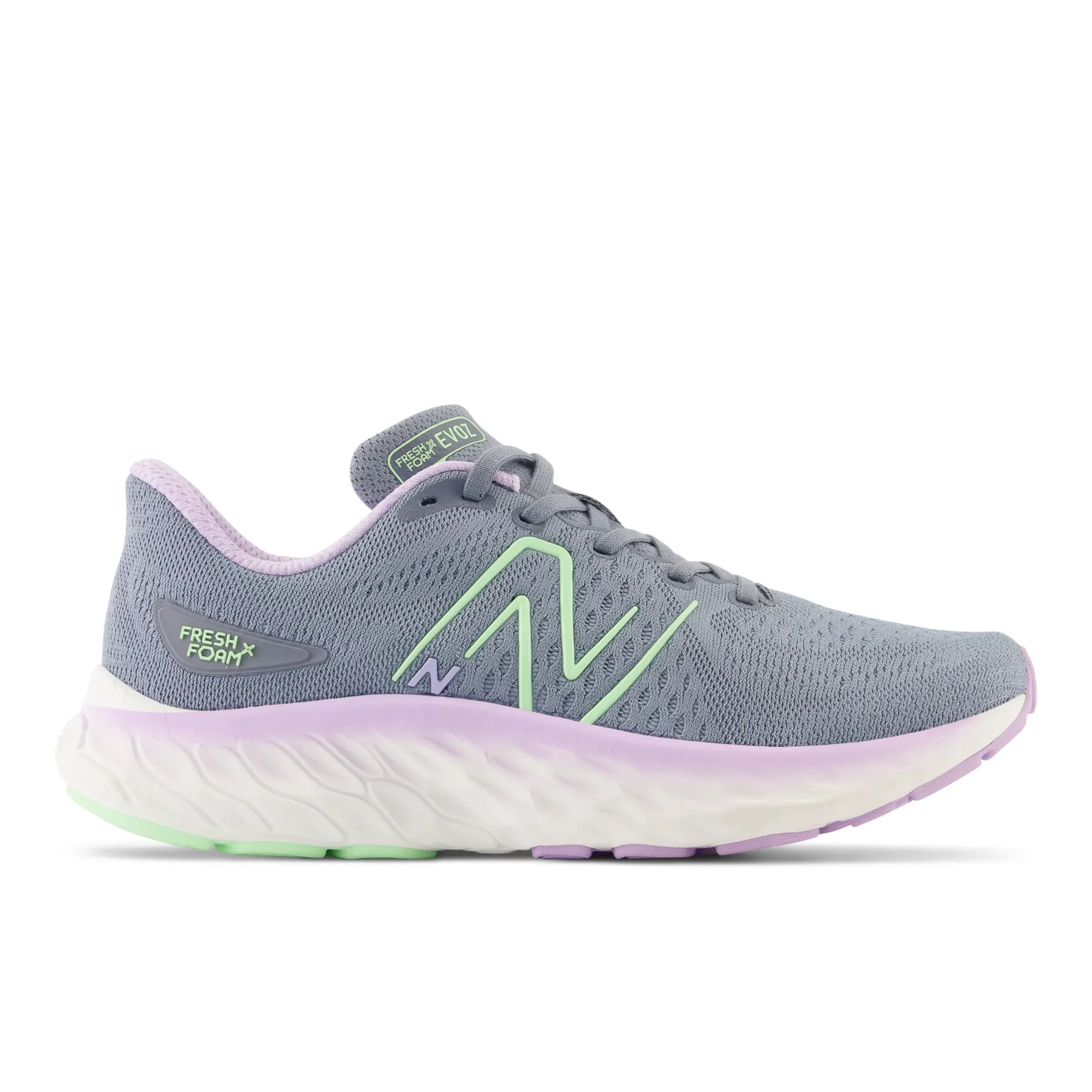 Fresh Foam X Evoz v3 - Arctic Grey with Green Aura and Cyber Lilac