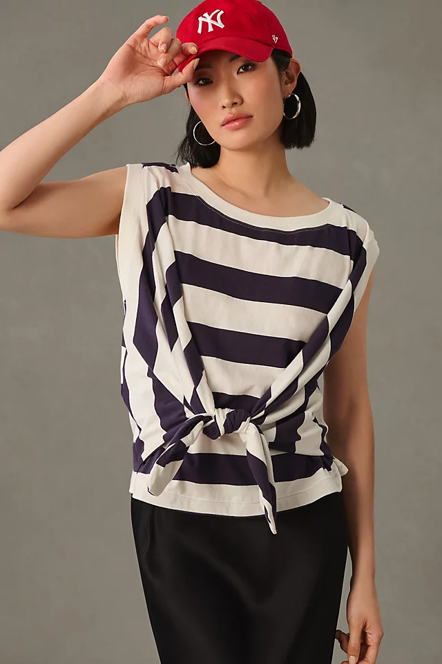 Maeve Tie-Front Wrap Tee BLUE