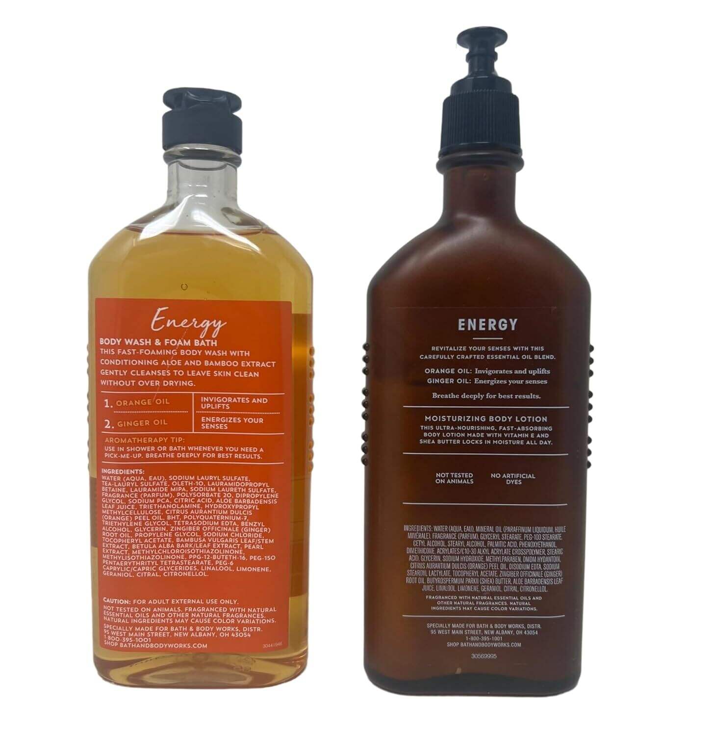 Bath & Body Works Aromatherapy Body Wash & Lotion Set - Energy Orange + Ginger