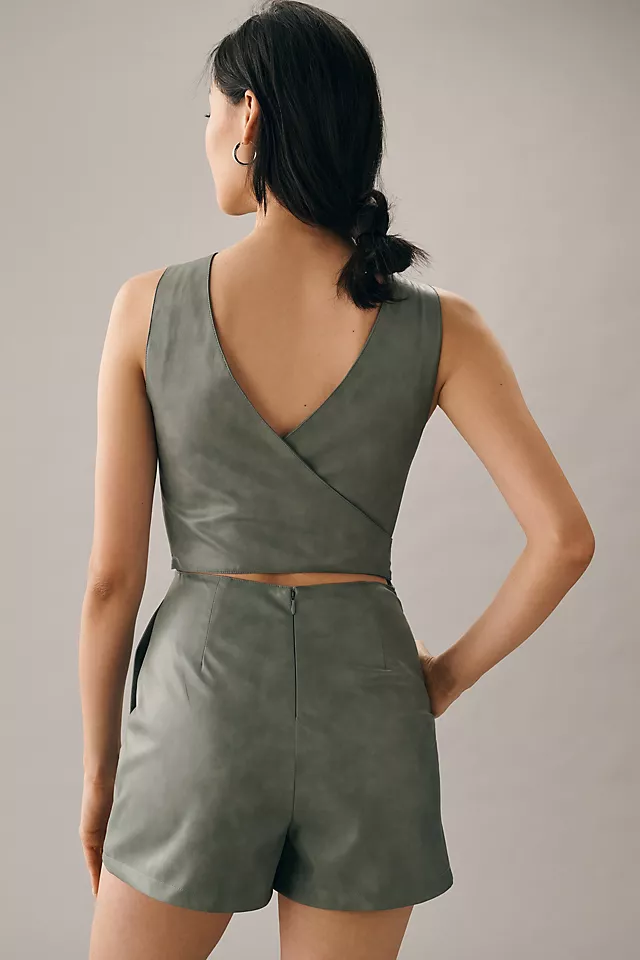 Avec Les Filles Cross-Back Wrap Romper GREEN