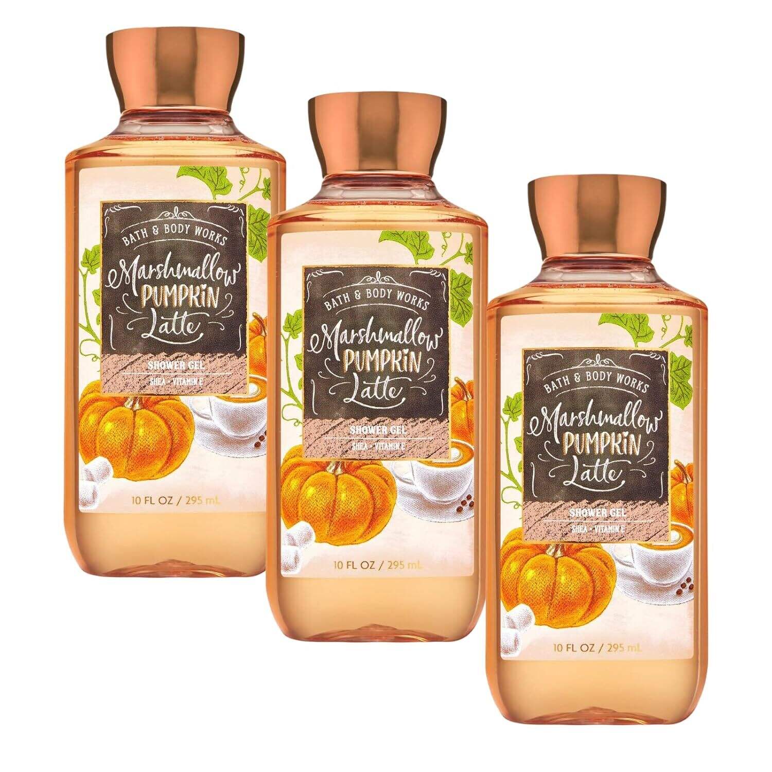 Generic Bath and Body Works Marshmallow Pumpkin Latte shower gel, 10 oz. set of 3