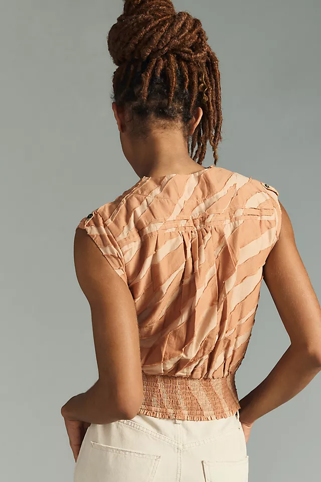 By Anthropologie Sleeveless Wrap Blouse BROWN MOTIF