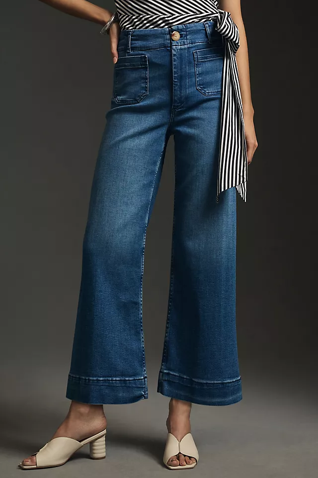 The Colette Denim Cropped Wide-Leg Jeans by Maeve DENIM MEDIUM BLUE