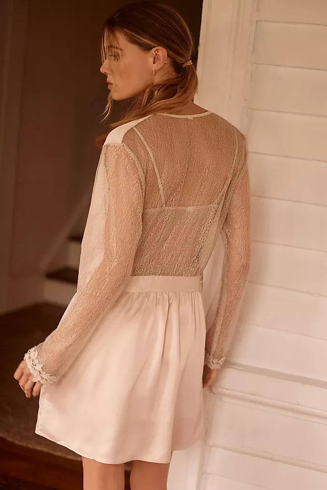 Embroidered Lace Robe CHAMPAGNE