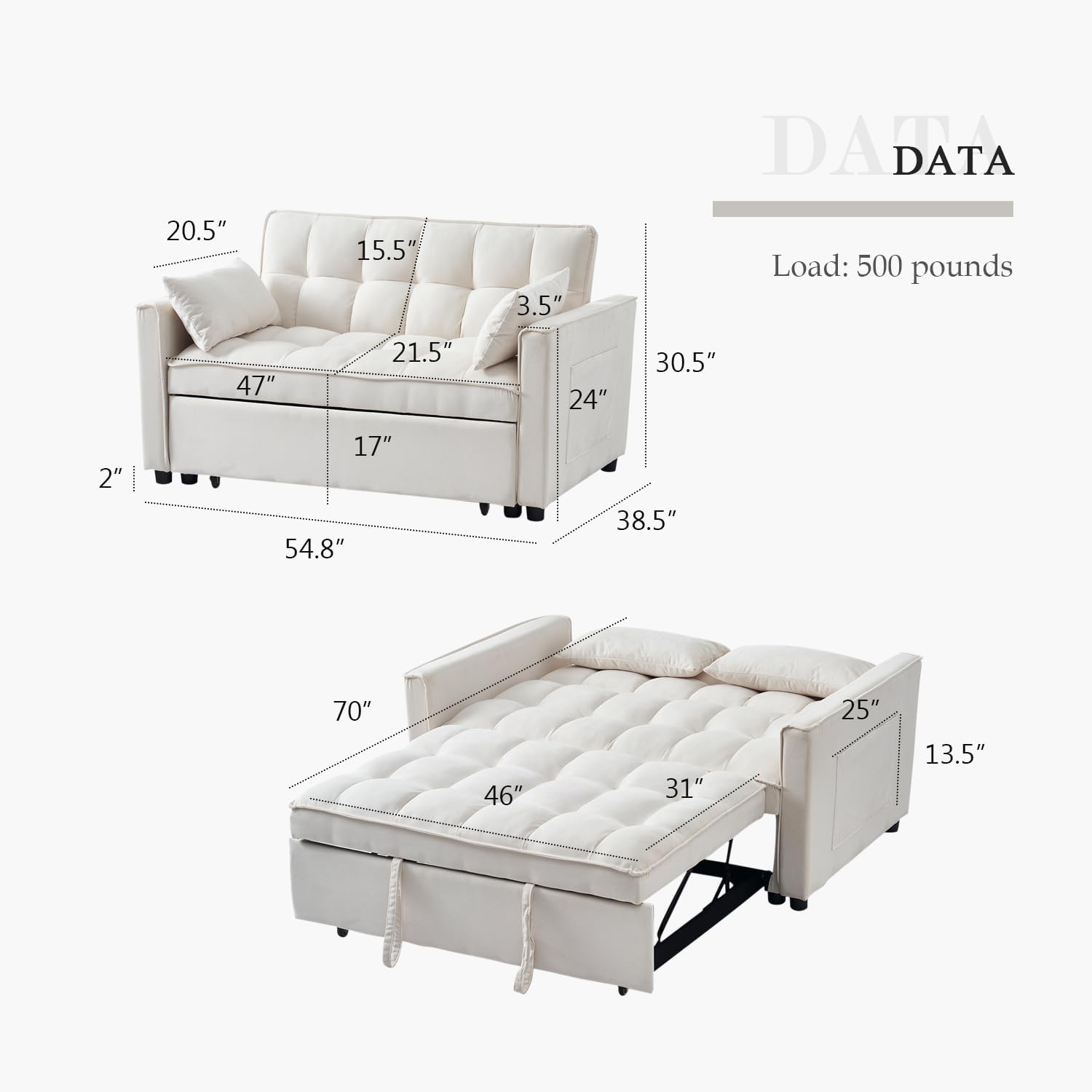 Hot style 💥💥3-in-1 Convertible Sleeper Sofa Bed