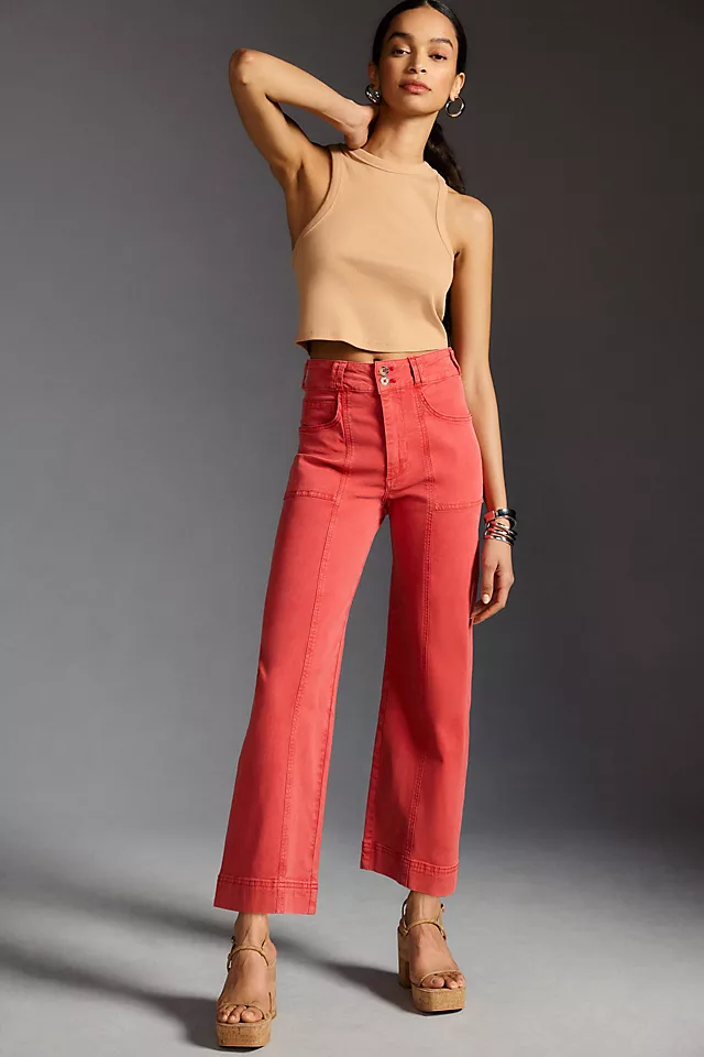 Pilcro High-Rise Seamed Pants RASPBERRY