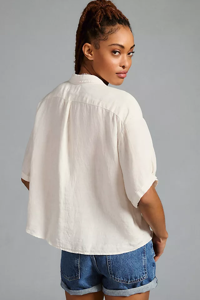 Velvet by Graham & Spencer Maria Linen Buttondown Shirt CHALK