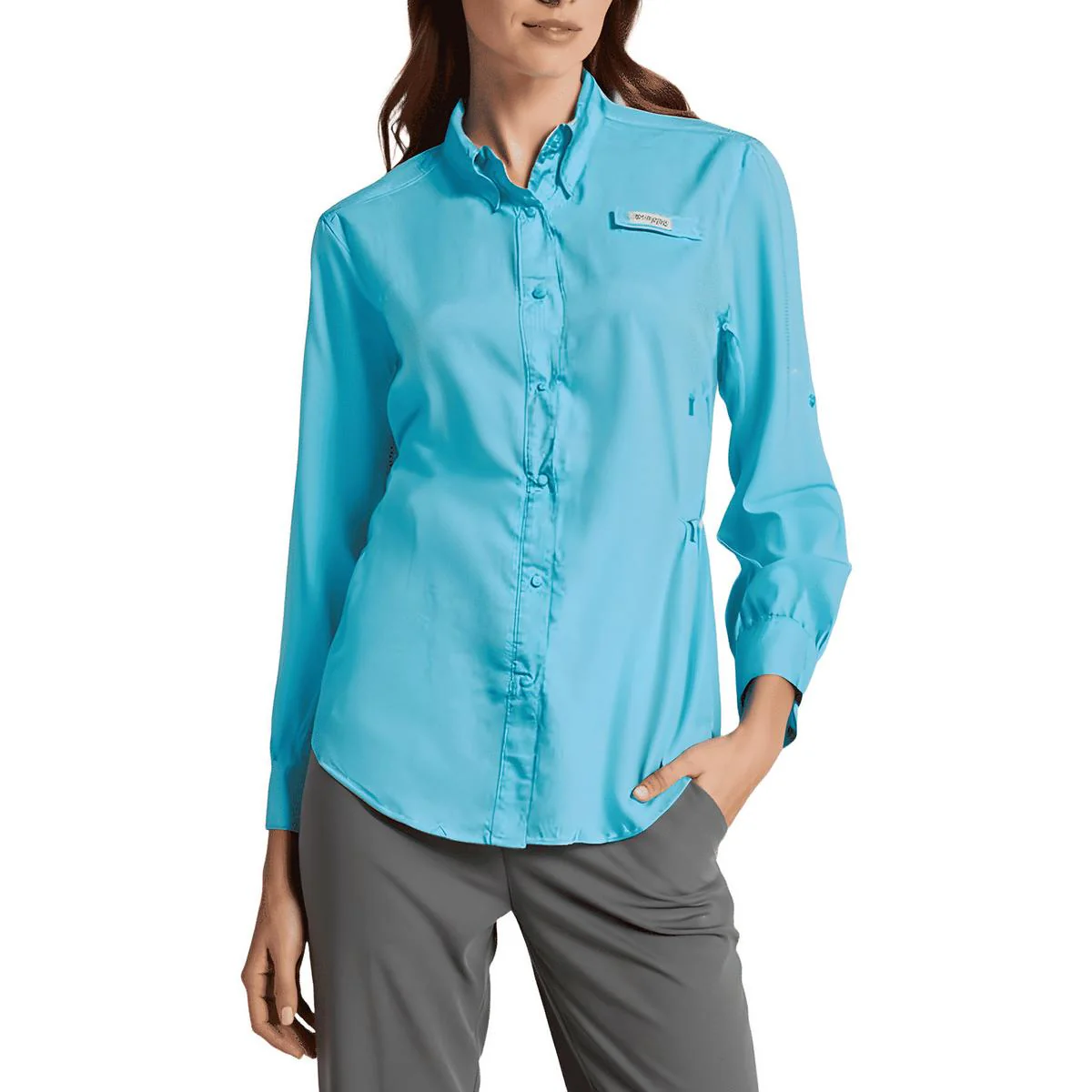Womens Lightweight Polyester Button-Down Top