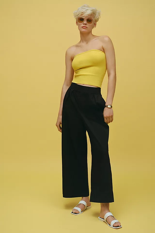 By Anthropologie Pleated Poplin Trousers BLACK
