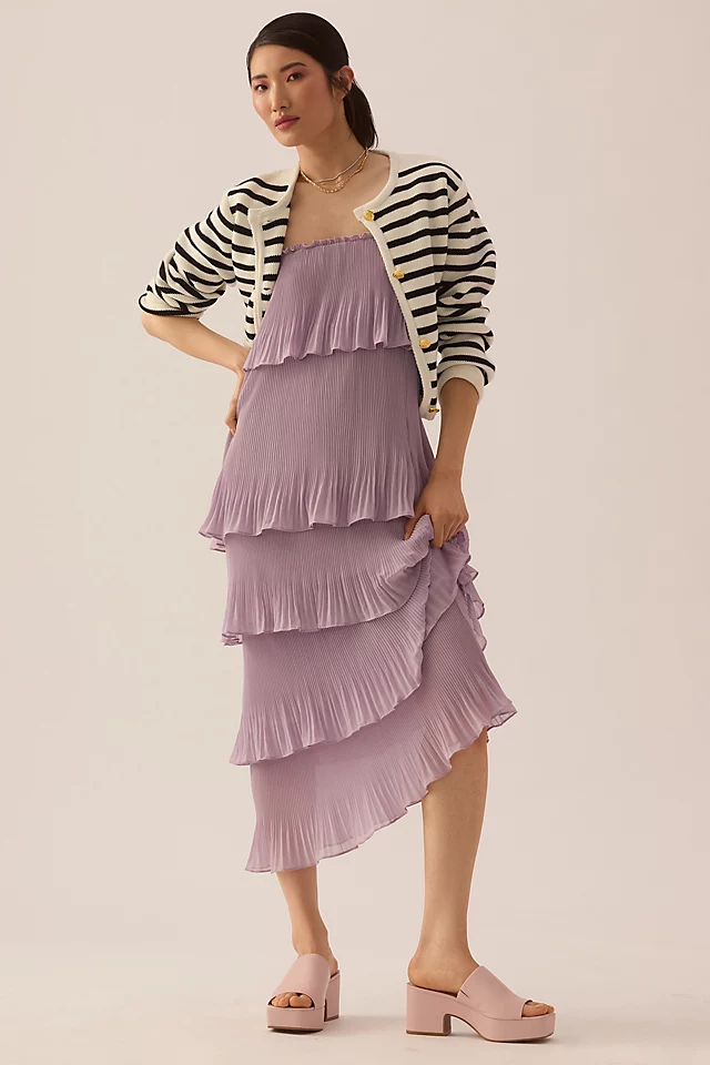 Essentiel Antwerp Dewave Ruffled Plissé Dress CARNABY
