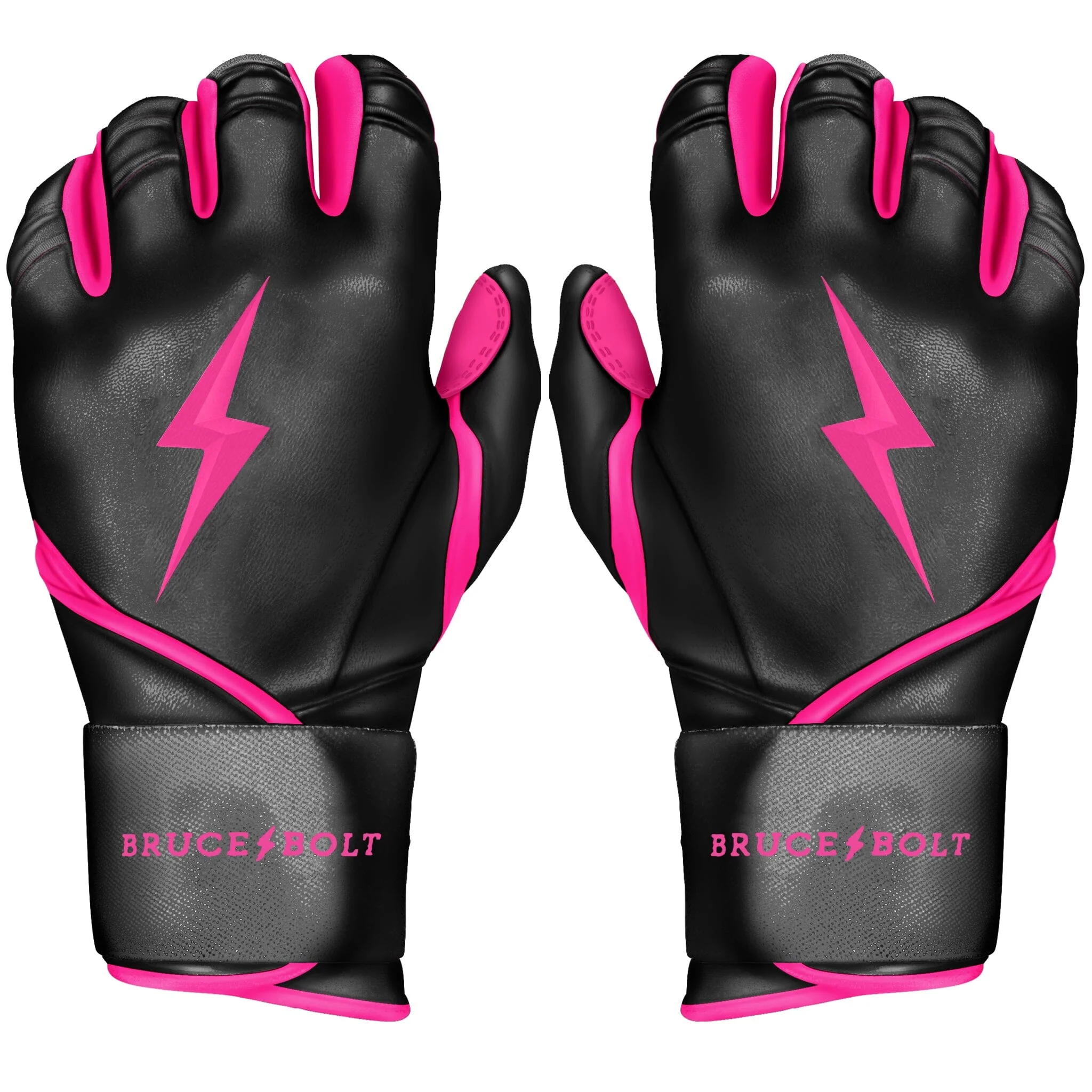 PREMIUM PRO Creator Series Long Cuff Batting Gloves | BLACK w/ HOT PINK