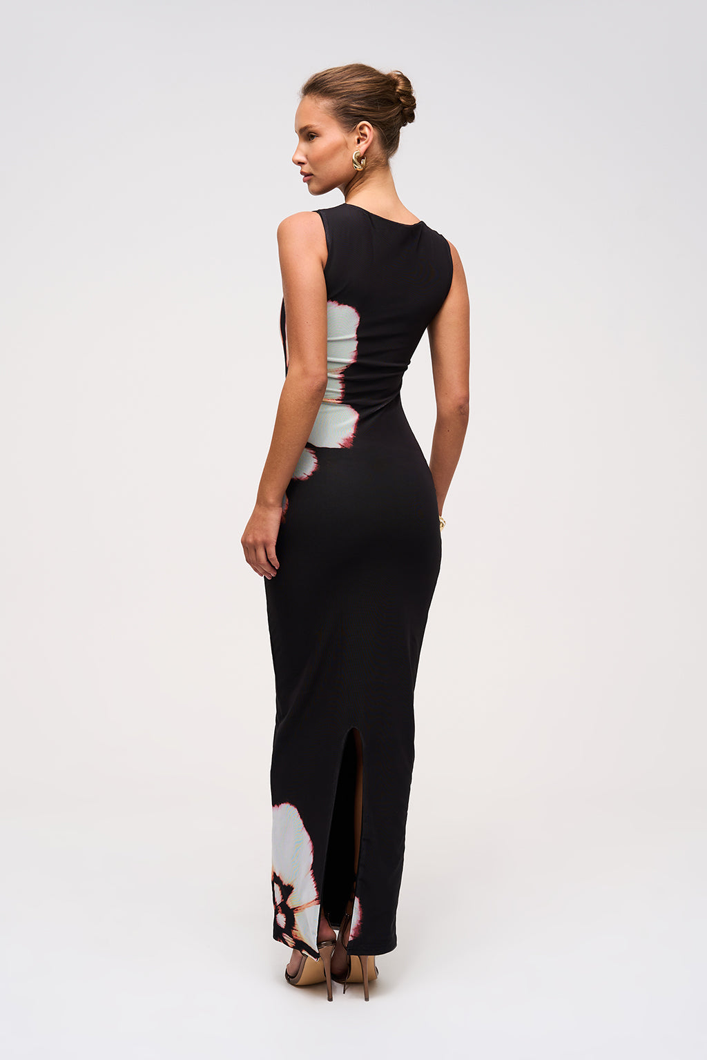 Vintage Print Hollow Dress