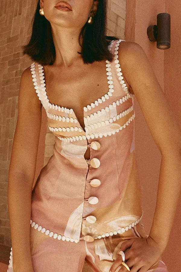 Unique Print Button Tank