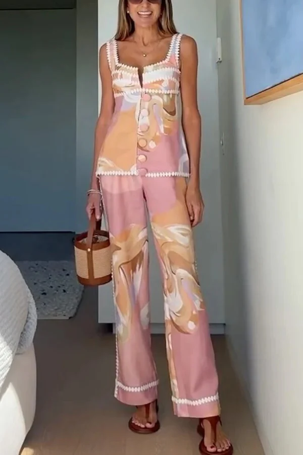 Unique Print Button Tank